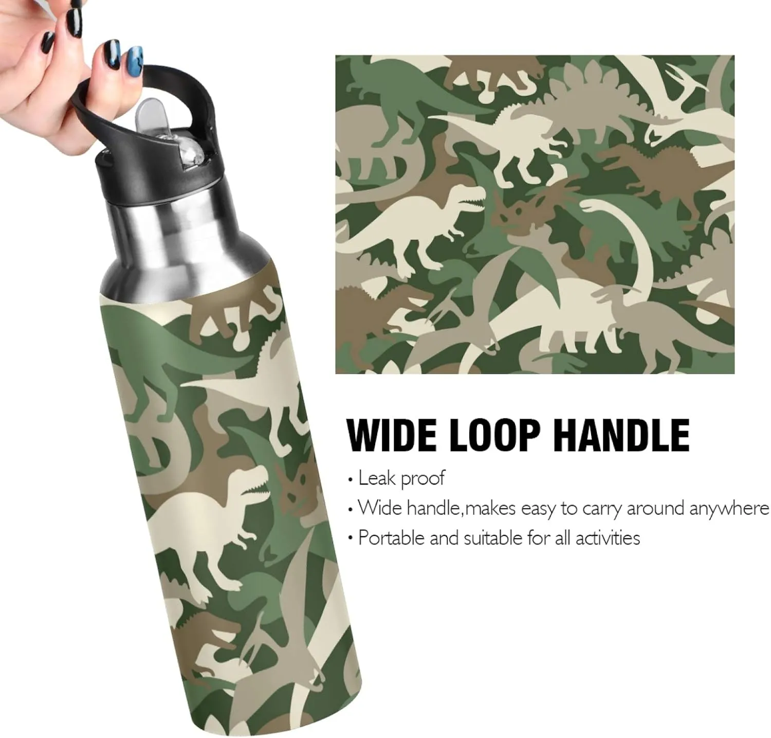 SUABO Sports Water Bottle Vacuum Insulated Stainless Steel Water Bottle for School Kids, 20oz
