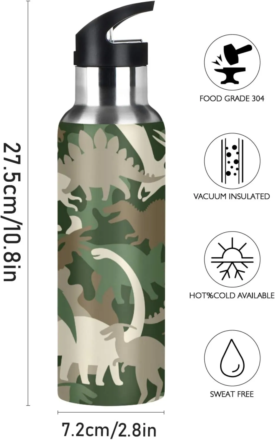 SUABO Sports Water Bottle Vacuum Insulated Stainless Steel Water Bottle for School Kids, 20oz