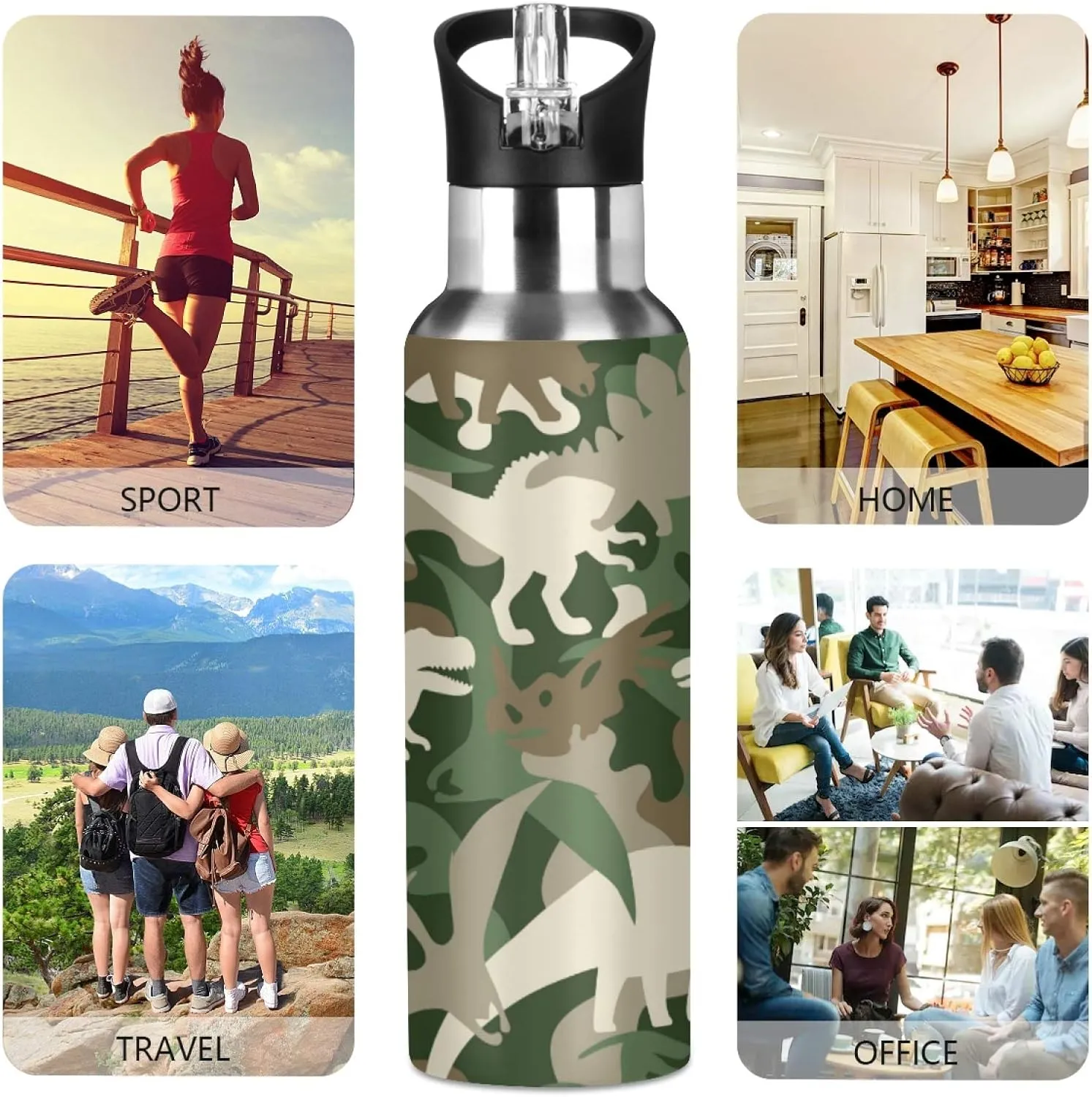 SUABO Sports Water Bottle Vacuum Insulated Stainless Steel Water Bottle for School Kids, 20oz