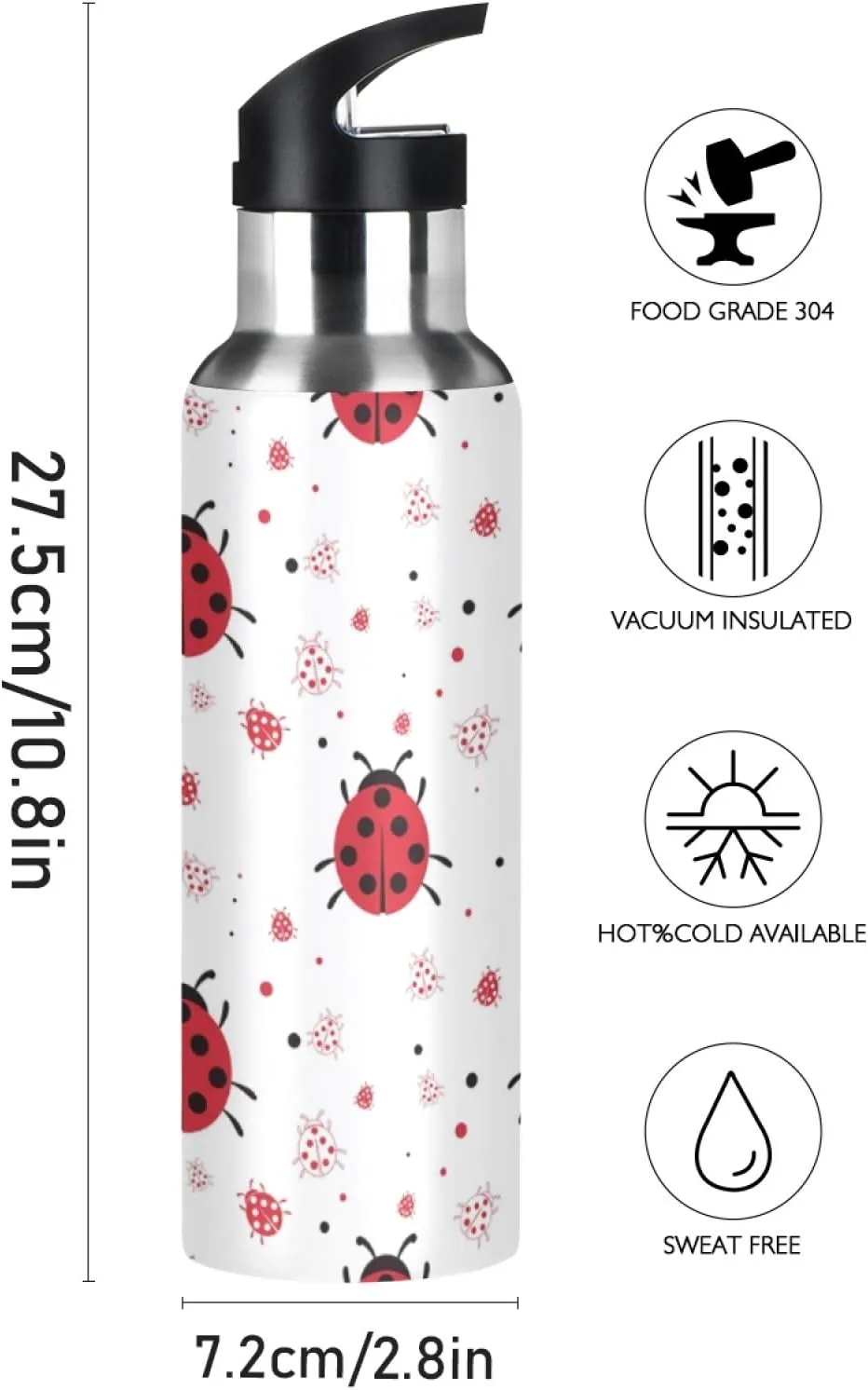 SUABO Sports Water Bottle Vacuum Insulated Stainless Steel Water Bottle for School Kids, 20oz
