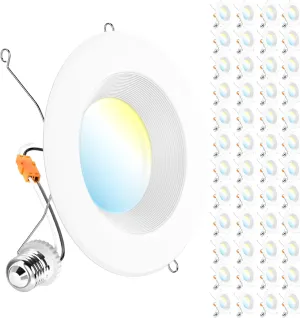 Sunco 48 Pack Recessed Lighting 6 Inch, Retrofit Can Lights, 965LM, 13W (75W Equivalent), Selectable CCT 2700K/3000K/3500K/4000K/5000K, Dimmable, Baffle Trim, Damp Rated UL