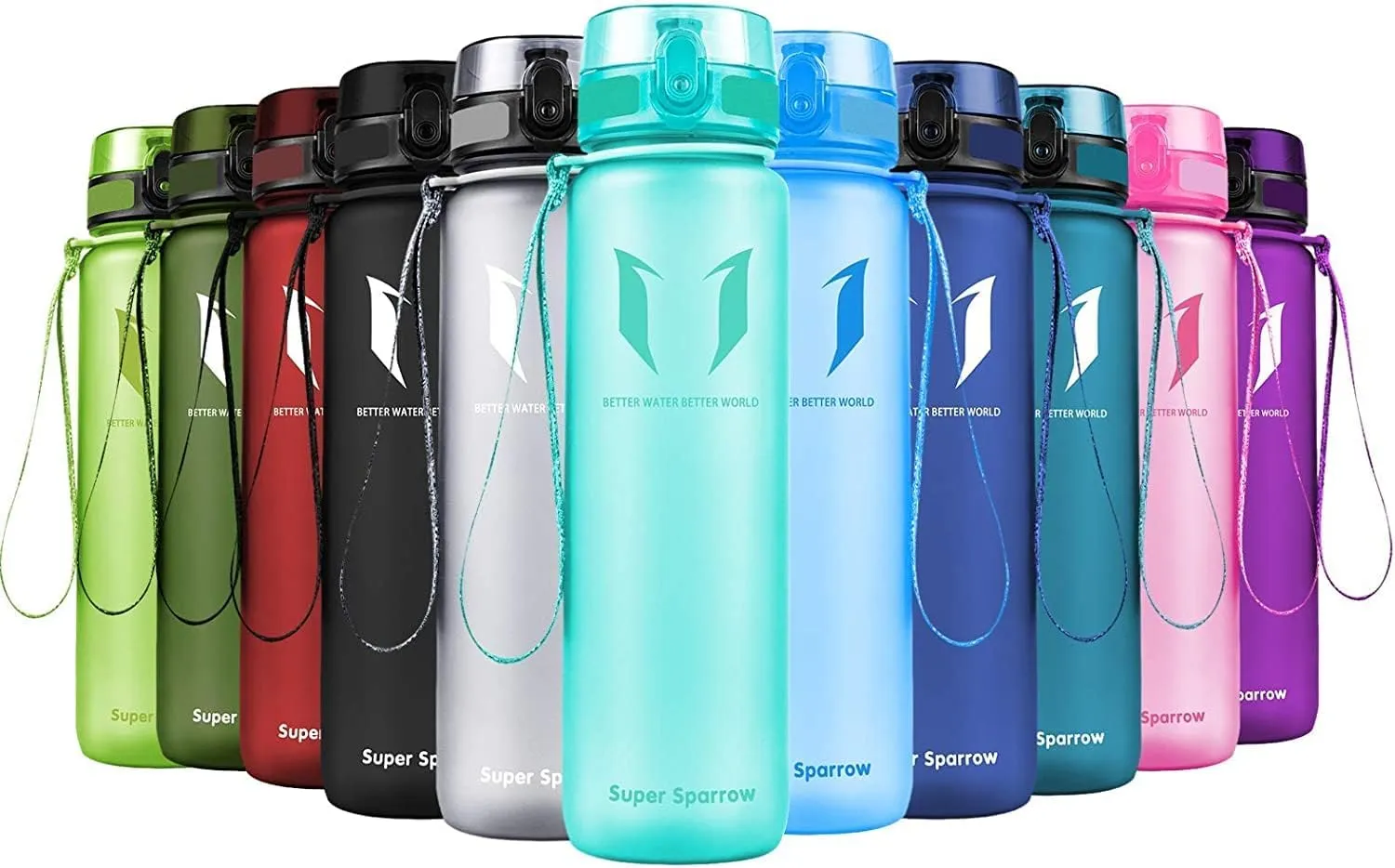 Super Sparrow Water Bottle - 12 oz/17 oz/25 oz/32 oz - BPA Free Tritan Water Bottles - One Touch Opening - Leak-proof Plastic Bottle - Kids Water Bottle for Office, Gym, Outdoor, Sports