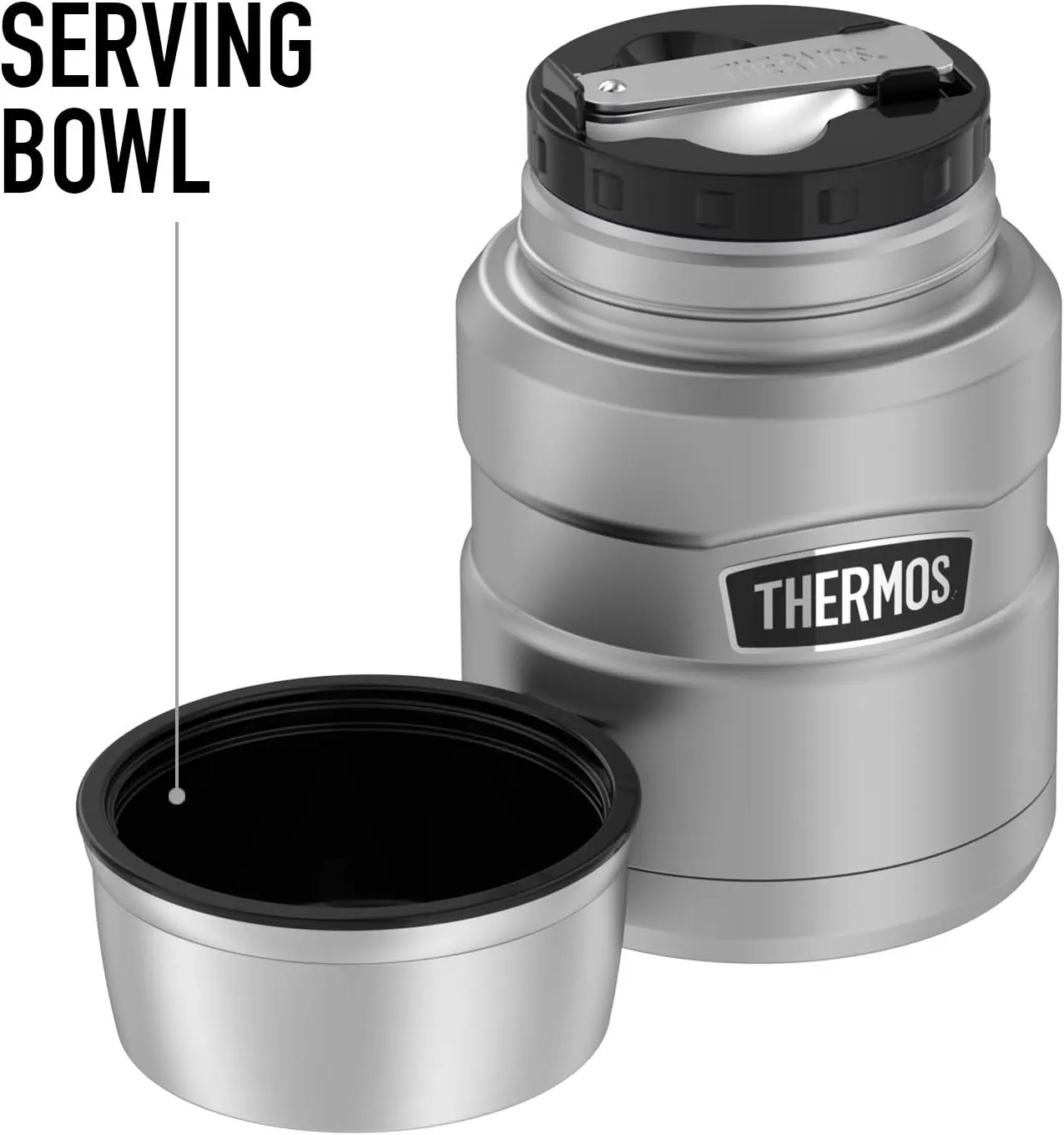 Superman Super Mom Shield Logo, THERMOS STAINLESS KING Stainless Steel Food Jar with Folding Spoon, Vacuum insulated & Double Wall, 16oz