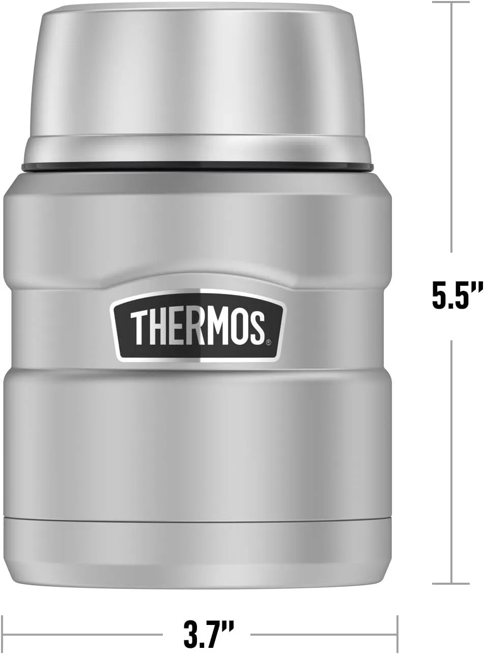 Superman Super Mom Shield Logo, THERMOS STAINLESS KING Stainless Steel Food Jar with Folding Spoon, Vacuum insulated & Double Wall, 16oz