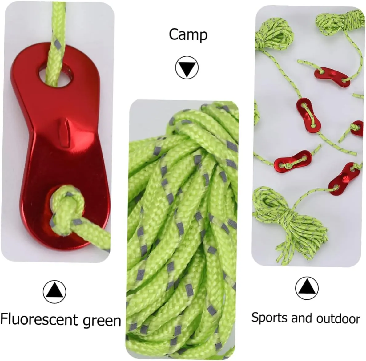 SUPVOX 12 Pcs 4 Tent Canopy Pull Rope Reflective Wind Rope Teepee Fluorescent Tent Rope Guy Lines Hiking