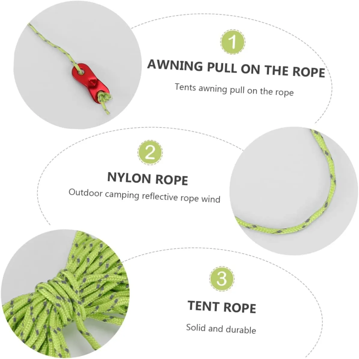 SUPVOX 12 Pcs 4 Tent Canopy Pull Rope Reflective Wind Rope Teepee Fluorescent Tent Rope Guy Lines Hiking
