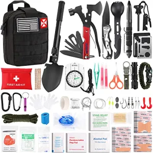 Survival First Aid Kit,248PCS Survival Tools Camping Essentials Tactical Gear