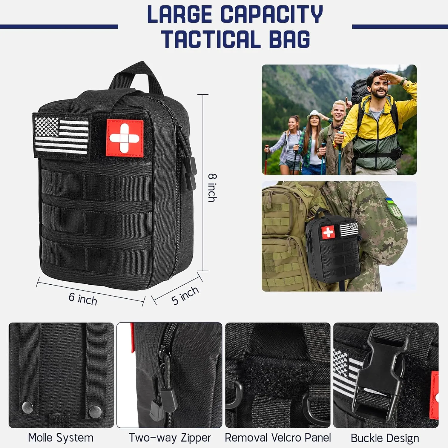 Survival Kits, 149Pcs Survival Gear First Aid Kit IFAK with Molle System Essential Camping Gear Emergency Medical Supplies for Car Fishing Hunting Outdoor Adventure, Camping Essentials