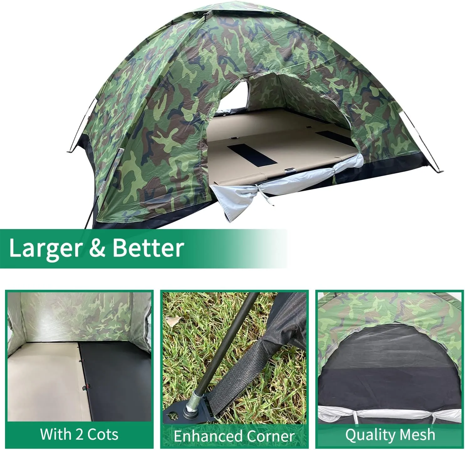 Sutekus Camping Tent Lightweight Backpacking Tent Camouflage Outdoor Equipment for Camping Hiking Biking Trip Upgraded Large Space
