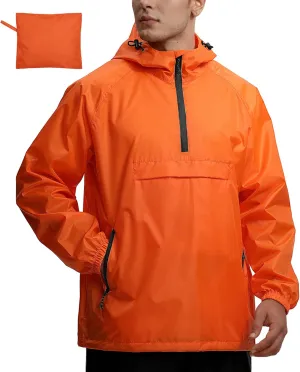 SWISSWELL Men's Rain Jacket Waterproof Lightweight Packable Pullover Windbreaker with Hood for Travel Hiking Golf