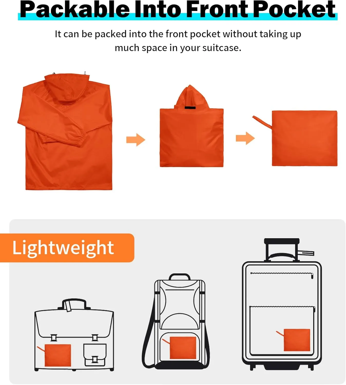 SWISSWELL Men's Rain Jacket Waterproof Lightweight Packable Pullover Windbreaker with Hood for Travel Hiking Golf