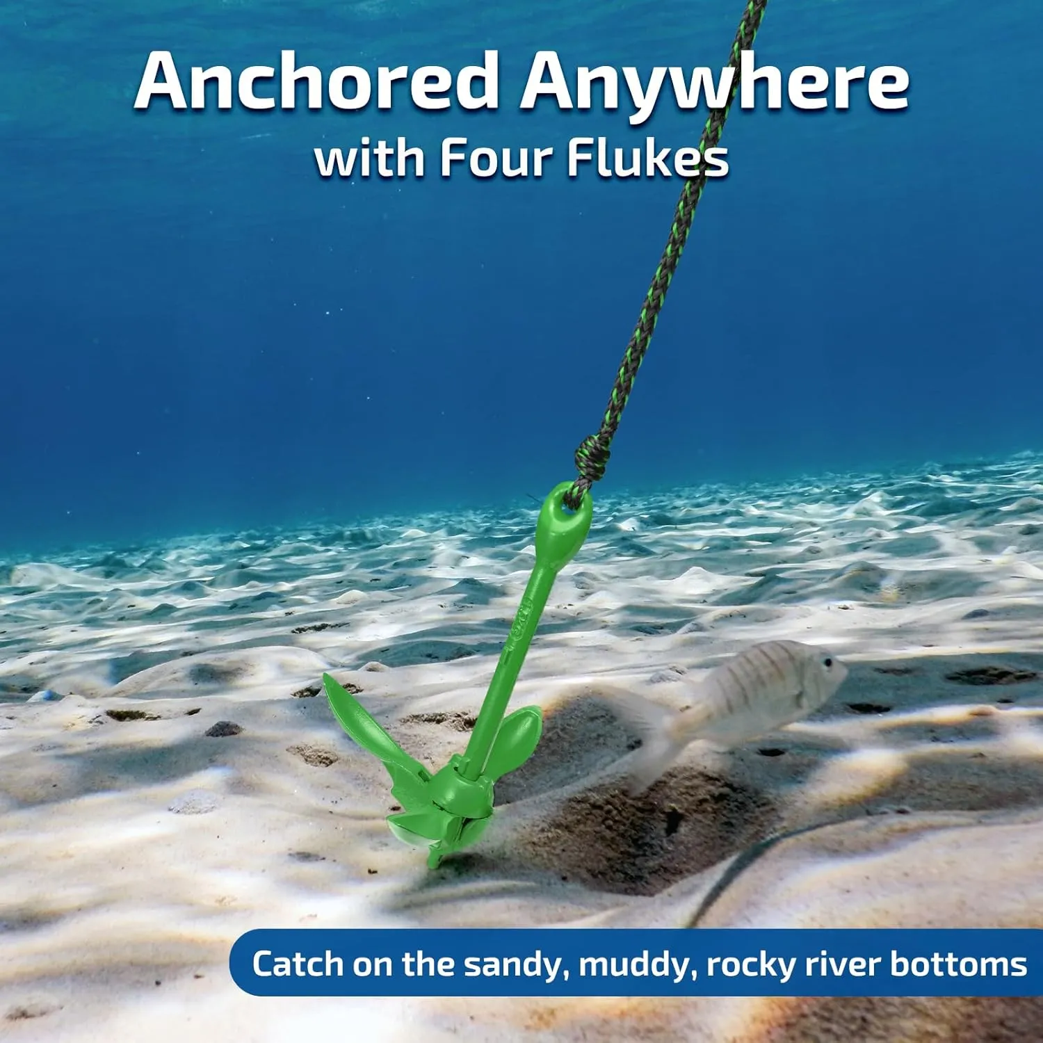 Swonder Kayak Anchor, 3.5lbs Folding Anchor Kit w/Rope & Storage Bag, Complete Accessories Kit for Kayak, Paddle Board, Jet Ski and Small Boats