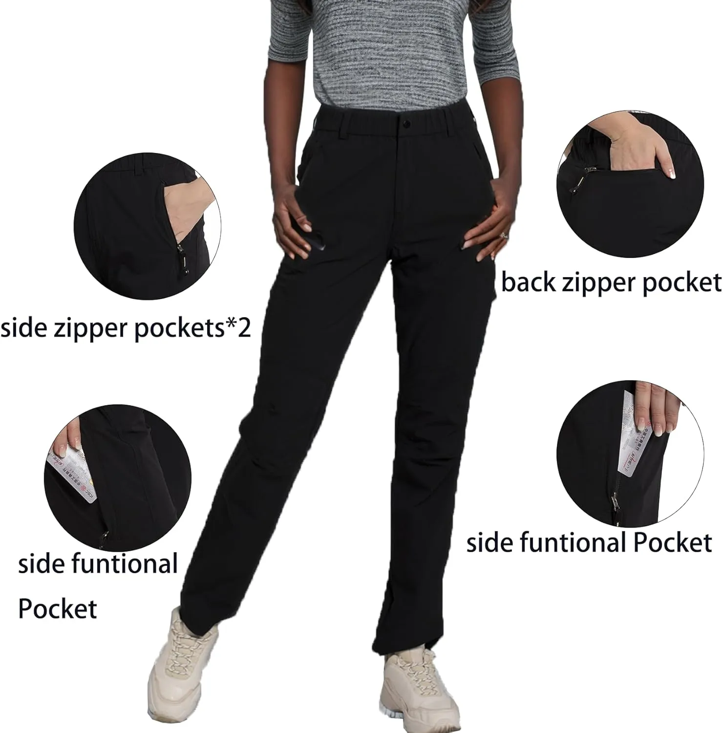SYKROO Hiking Pants for Women Waterproof Quick Dry Cargo Pants Travel Camping Workout Pants Mountain Trouser with Pocket