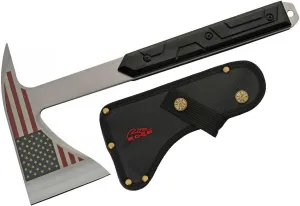 SZCO Supplies 12" USA Old Glory Tomahawk Axe with Spiked Poll and Nylon Sheath