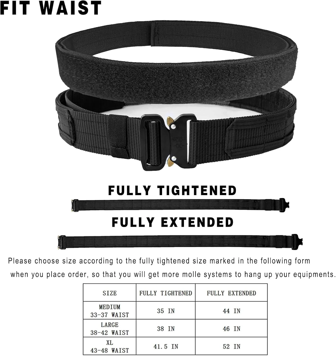 Tactical Battle Belt 1.75" - with 1.5" Inner Belt,Quick-Release Molle Nylon Gun Rigger Belt for Combat,Duty Belts