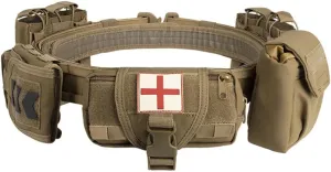 Tactical Battle Belt, Outdoor Quick Release Patrol Nylon Riggers Belts Equipped with Pocket Accessory Bag for Hiking and Camping