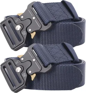 Tactical Belt, Belts Men Women, 1.5" Nylon Web Military Hiking Rigger Work Belt with Heavy Duty Quick Release Buckle, 2 Pack