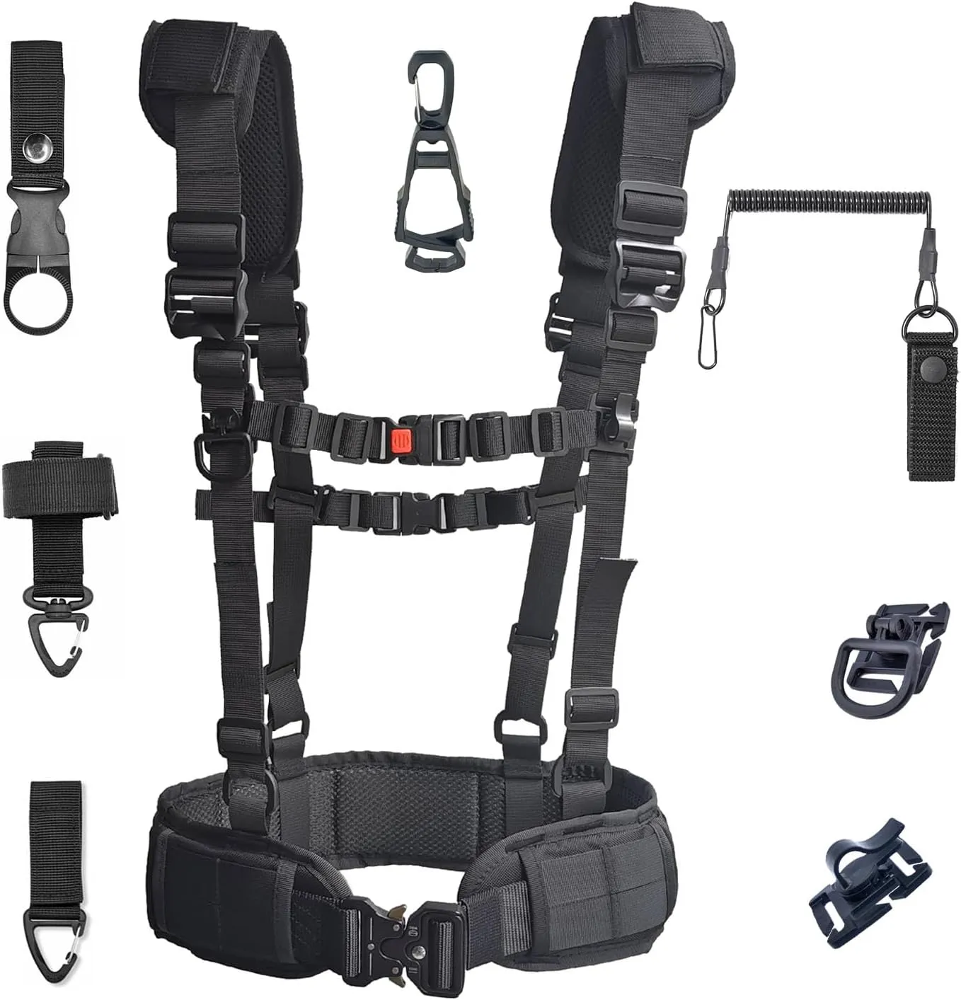 Tactical Belt combination with Rigger's Heavy Duty Belt Pad & Shoulder Strap Expedition full Kit 8 in 1