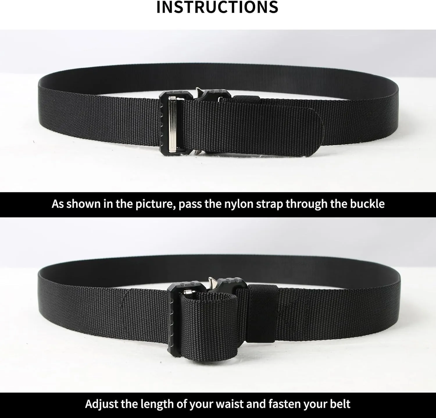 Tactical Belt, Men's Work Belt, Camping Hiking Heavy Duty Belt, Nylon Webbing Tool Belt with Quick Release Buckle