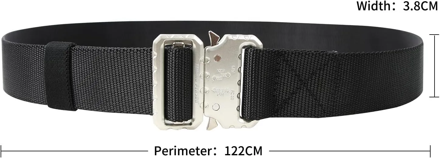Tactical Belt, Men's Work Belt, Camping Hiking Heavy Duty Belt, Nylon Webbing Tool Belt with Quick Release Buckle