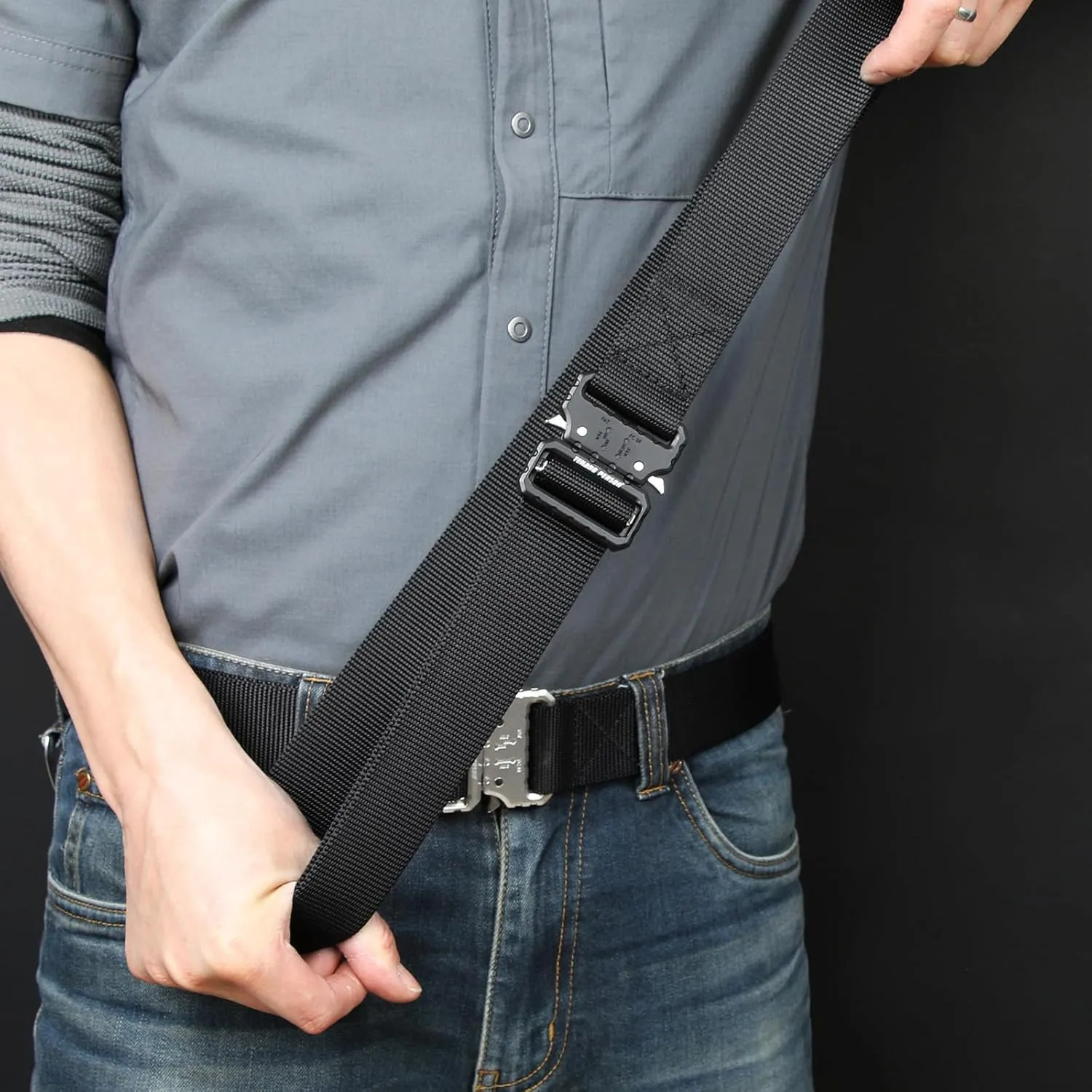 Tactical Belt, Men's Work Belt, Camping Hiking Heavy Duty Belt, Nylon Webbing Tool Belt with Quick Release Buckle