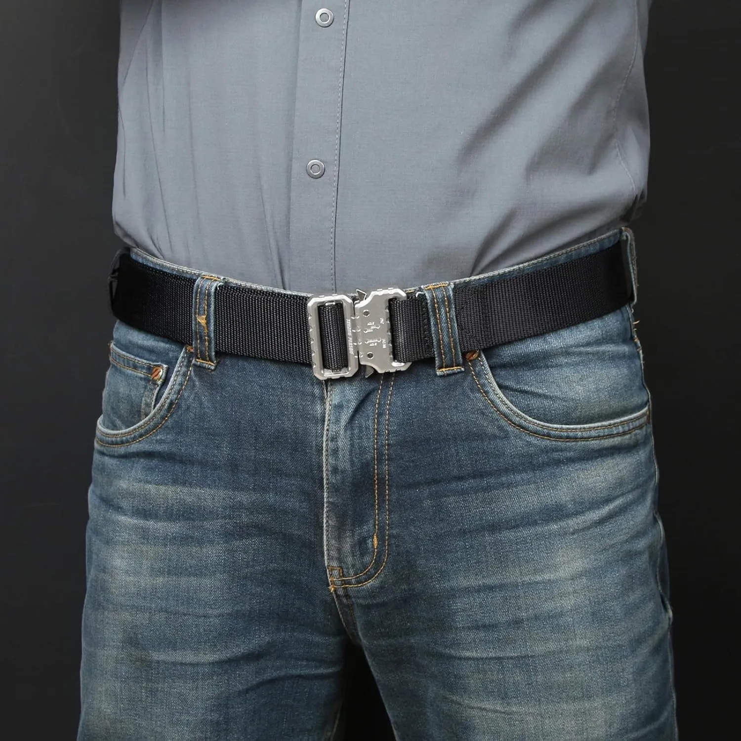 Tactical Belt, Men's Work Belt, Camping Hiking Heavy Duty Belt, Nylon Webbing Tool Belt with Quick Release Buckle