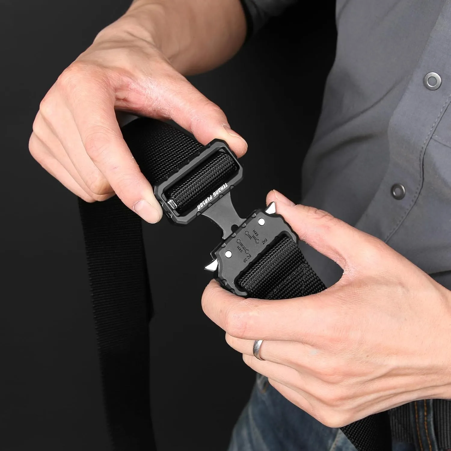 Tactical Belt, Men's Work Belt, Camping Hiking Heavy Duty Belt, Nylon Webbing Tool Belt with Quick Release Buckle