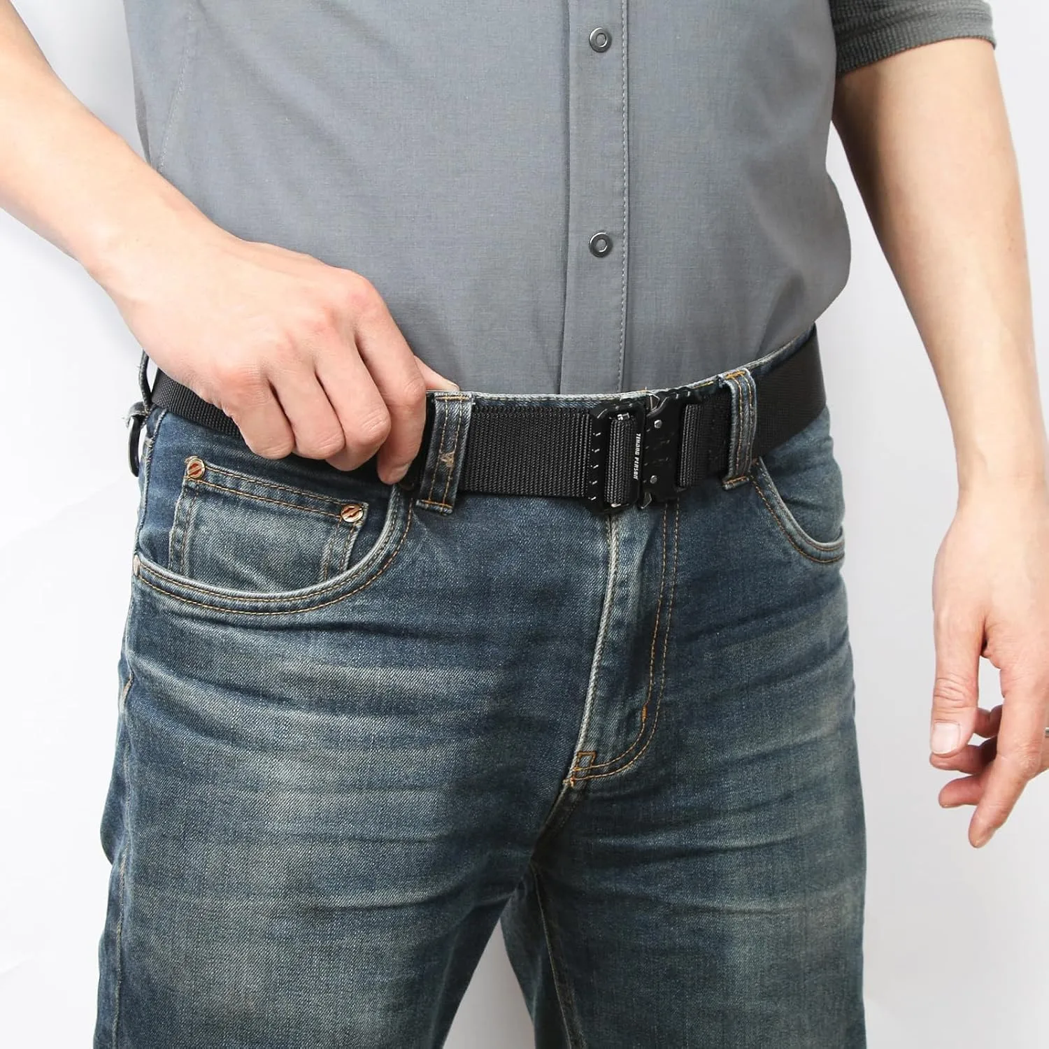 Tactical Belt, Men's Work Belt, Camping Hiking Heavy Duty Belt, Nylon Webbing Tool Belt with Quick Release Buckle