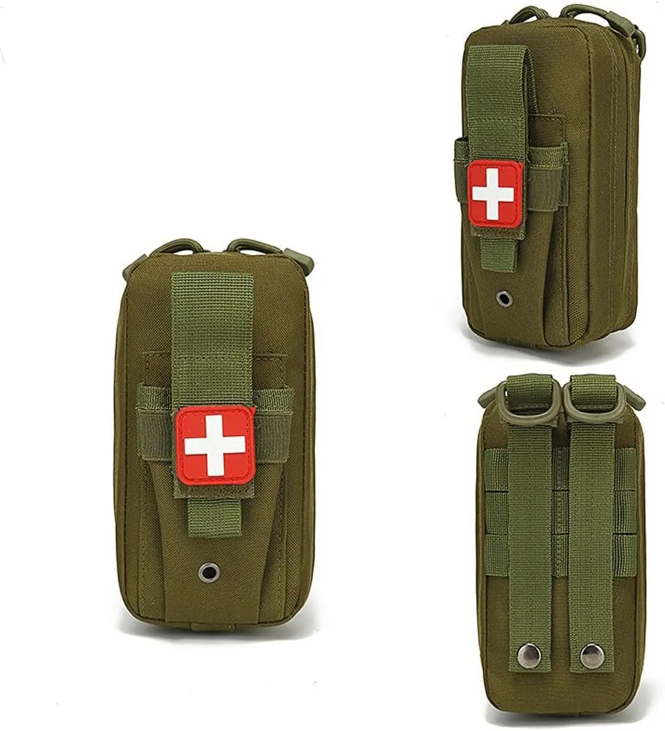 Tactical EMT Pouch Everyday Carry First Aid Pouch with Molle System Medical Pouch First Aid Pouch Survival Bag Include Cross Patch