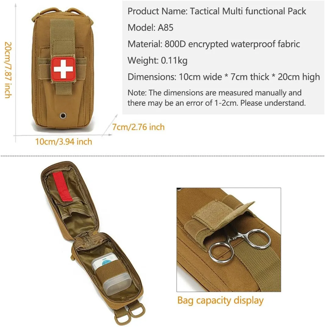 Tactical EMT Pouch Everyday Carry First Aid Pouch with Molle System Medical Pouch First Aid Pouch Survival Bag Include Cross Patch