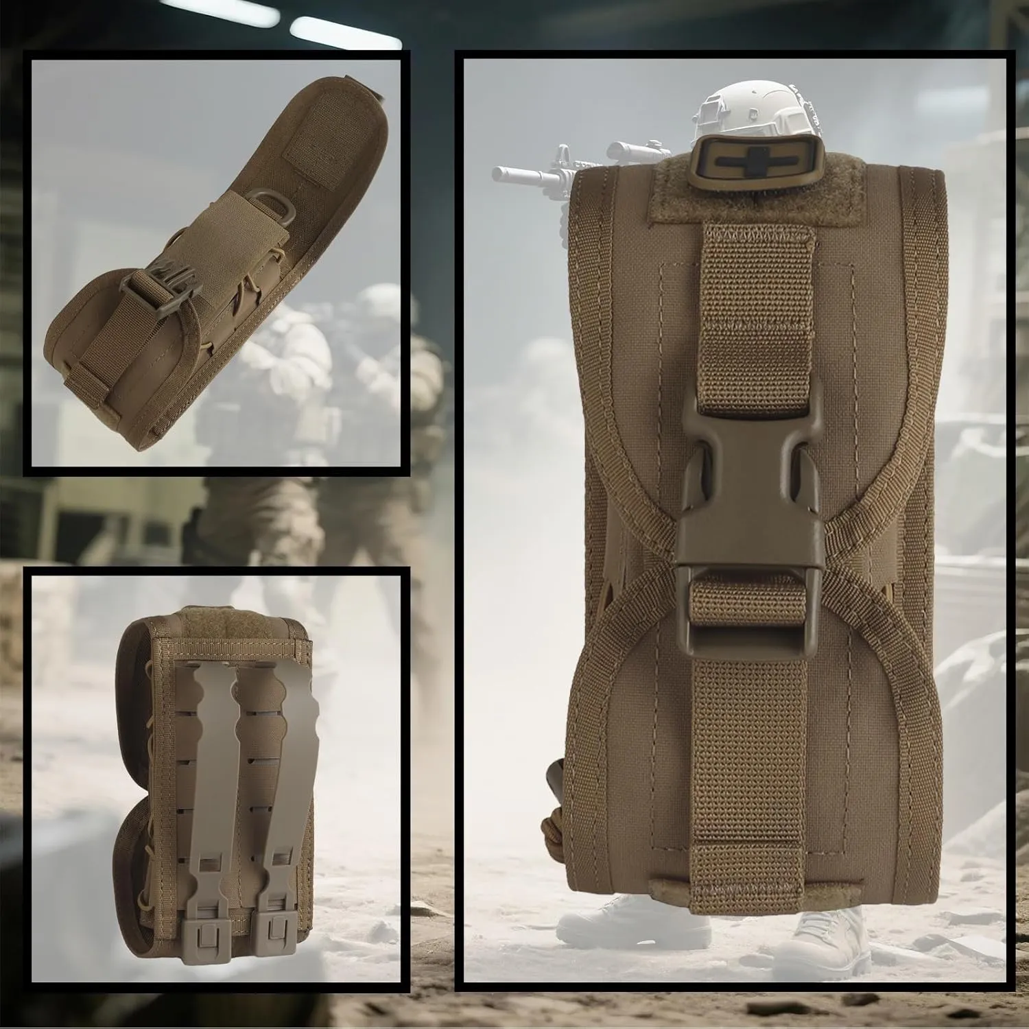 Tactical Med Pouch Emergency First Aid Kit, Multi-Purpose Molle Pouch Holder, Portable Multifunctional Medical Bag(Brown)