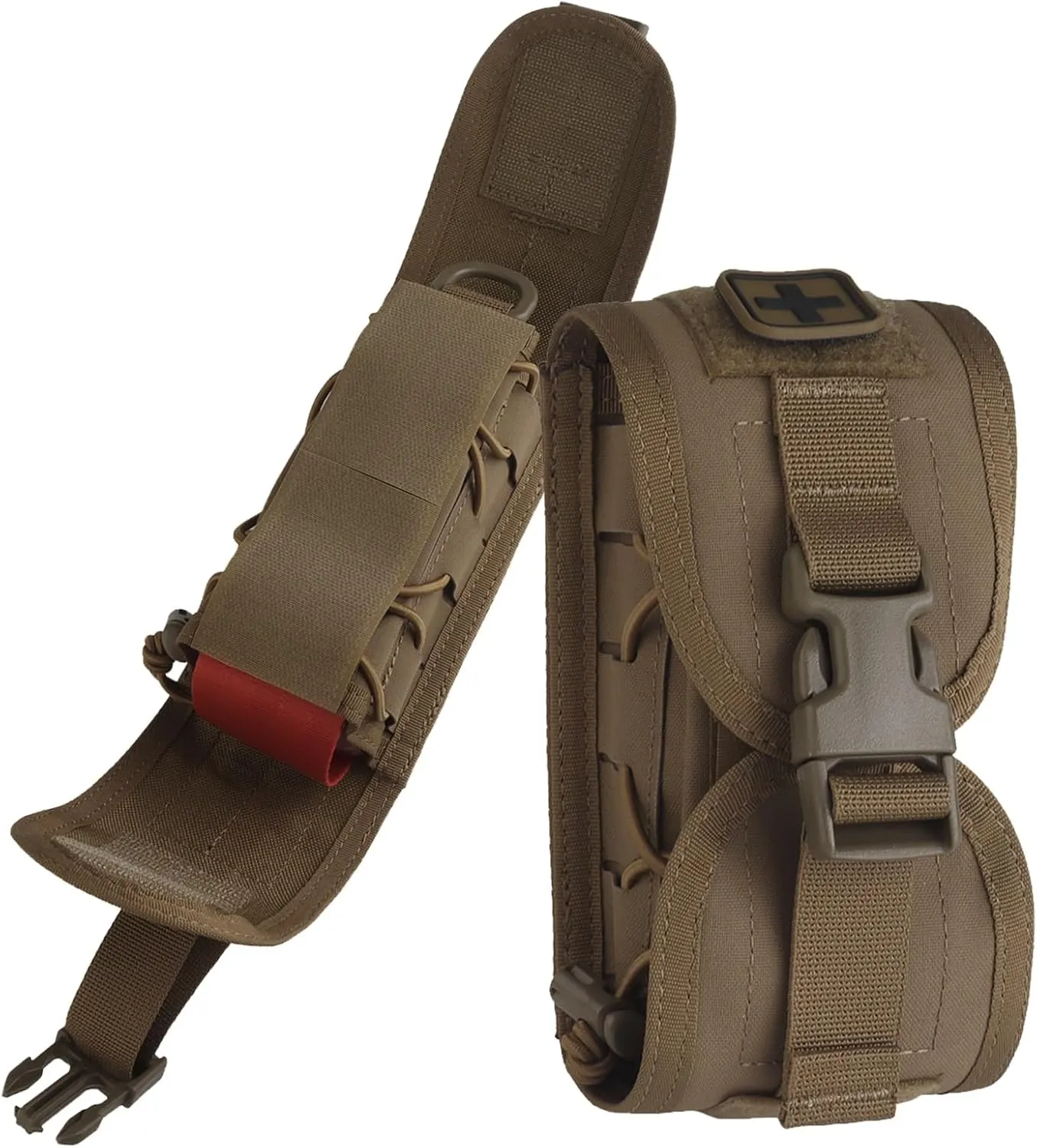 Tactical Med Pouch Emergency First Aid Kit, Multi-Purpose Molle Pouch Holder, Portable Multifunctional Medical Bag(Brown)
