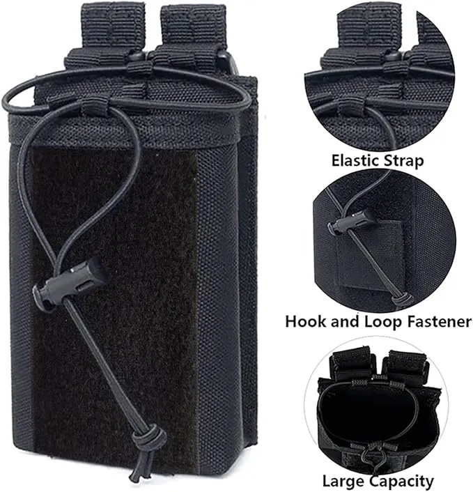 Tactical Radio Holder Molle Radio Pouch Case Heavy Duty Radios Holster Bag for Two Ways Walkie Talkies Adjustable Storage