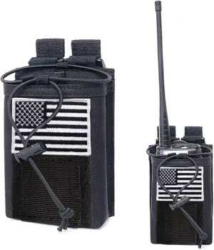 Tactical Radio Holder Molle Radio Pouch Case Heavy Duty Radios Holster Bag for Two Ways Walkie Talkies Adjustable Storage