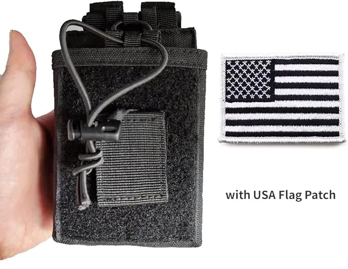 Tactical Radio Holder Molle Radio Pouch Case Heavy Duty Radios Holster Bag for Two Ways Walkie Talkies Adjustable Storage