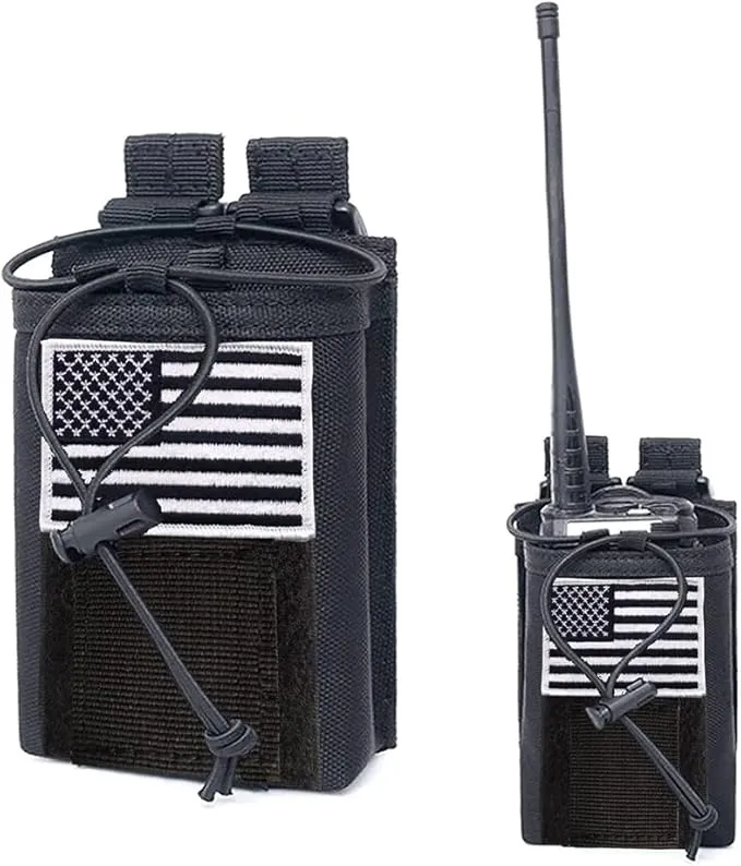 Tactical Radio Holder Molle Radio Pouch Case Heavy Duty Radios Holster Bag for Two Ways Walkie Talkies Adjustable Storage