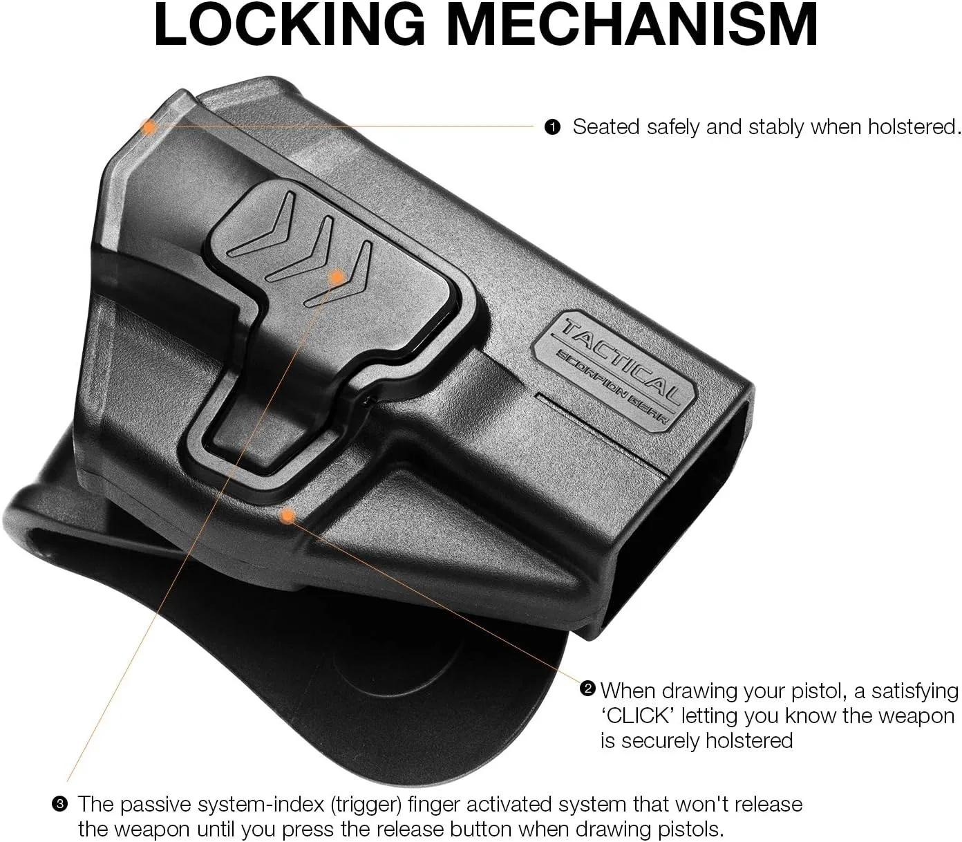 Tactical Scorpion Gear Modular Level II Retention Paddle Holster Fits: Glock 17, 22, 31