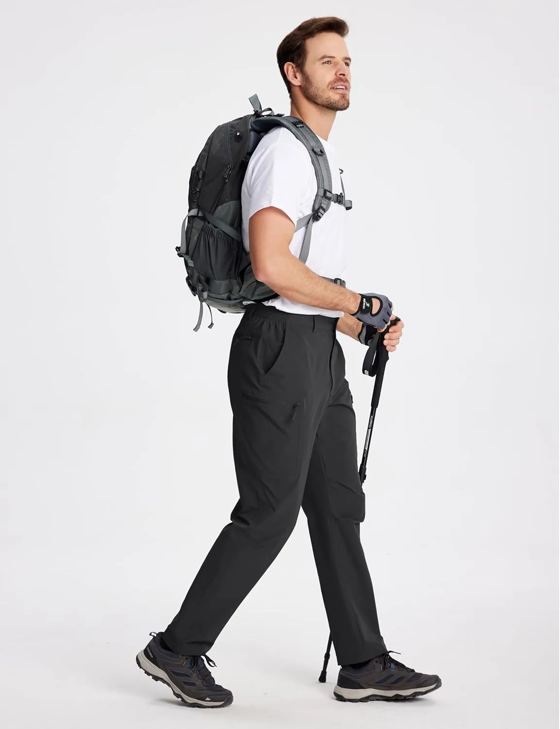 TACVASEN Men's Hiking Cargo Pants with 6 Pockets Lightweight Water Resistant Quick Dry Travel Work Pants Tactical Outdoor