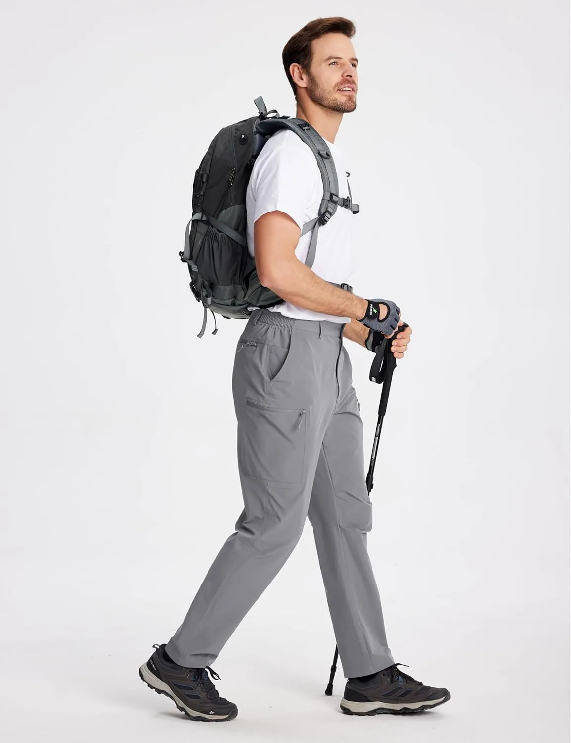 TACVASEN Men's Hiking Cargo Pants with 6 Pockets Lightweight Water Resistant Quick Dry Travel Work Pants Tactical Outdoor