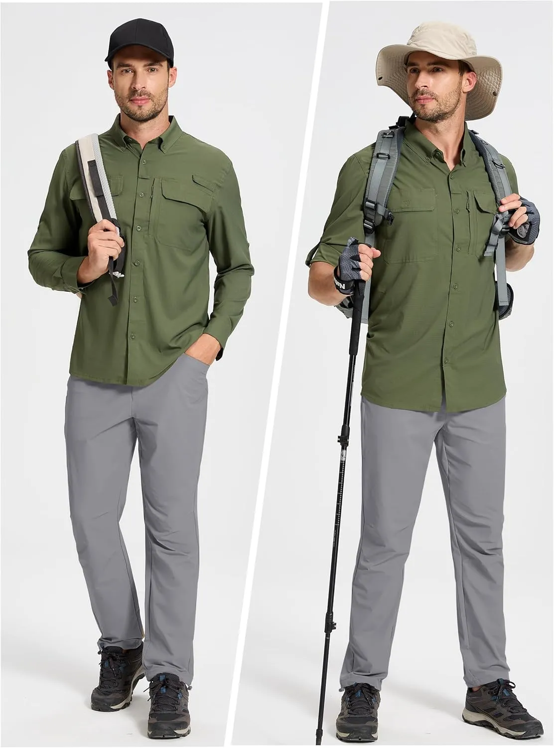 TACVASEN Men's Hiking Pants Lightweight Quick Dry Ripstop Water Resistant Stretchy Work Pants for Climbing Travel Casual