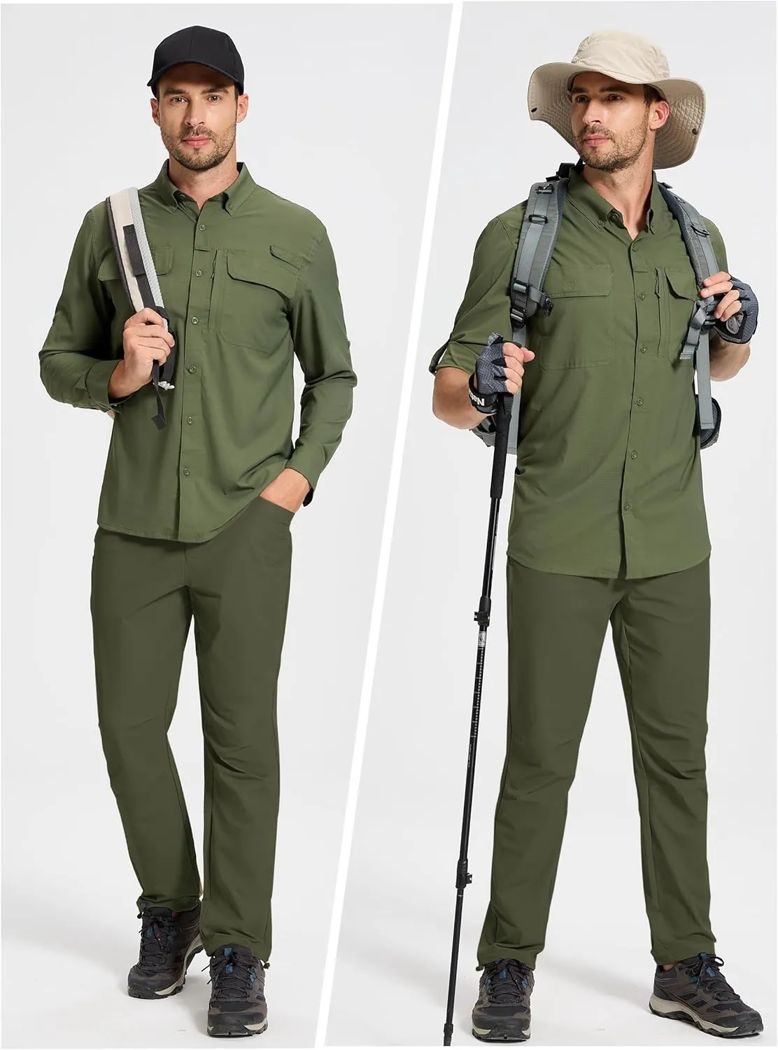 TACVASEN Men's Hiking Pants Lightweight Quick Dry Ripstop Water Resistant Stretchy Work Pants for Climbing Travel Casual