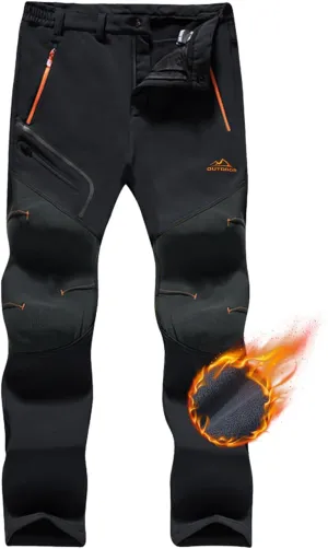 TACVASEN Men's Snow Ski Pants Fleece Lined Winter Hiking Pants Water Resistant Insulated Snowboard Work Outdoor