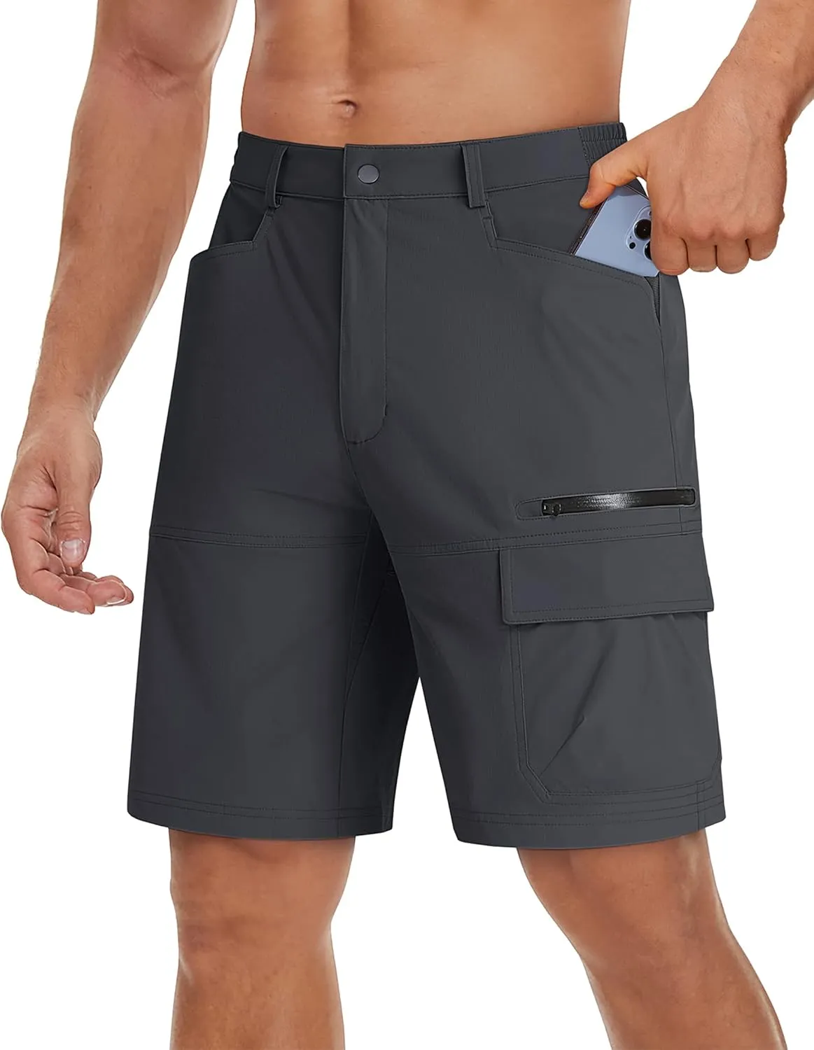 TACVASEN Men's Summer Outdoor Shorts Quick Dry Cargo Casual Work Hiking Shorts (NO Belt)