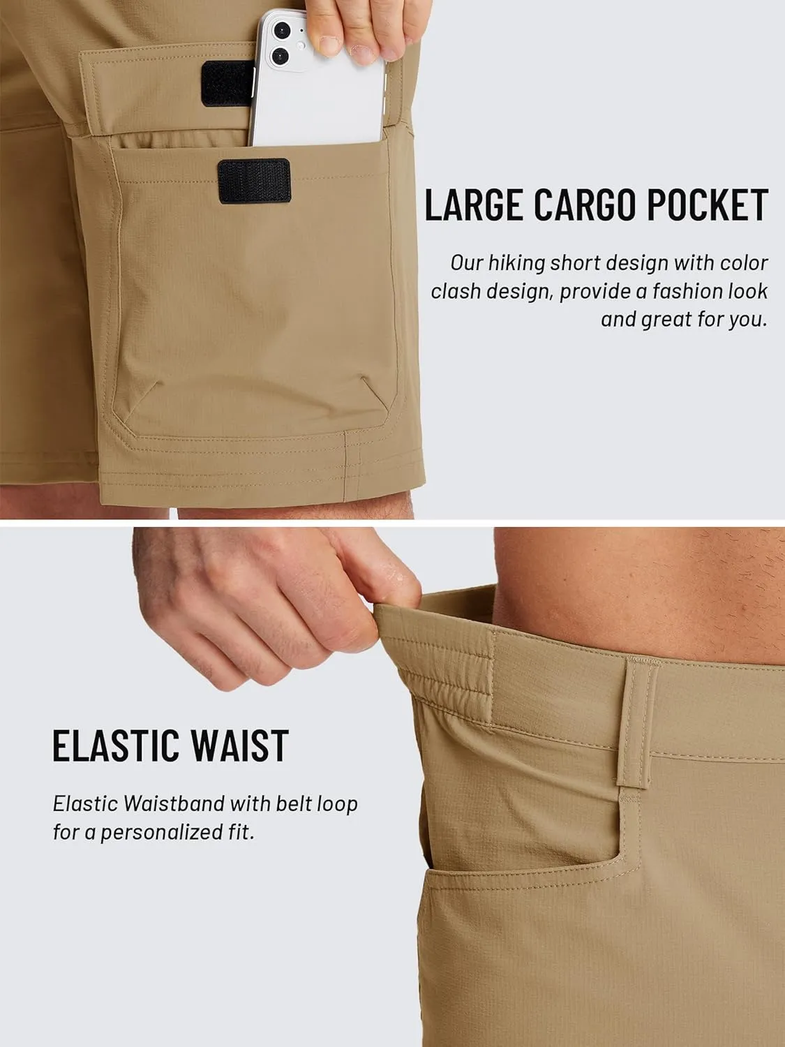 TACVASEN Men's Summer Outdoor Shorts Quick Dry Cargo Casual Work Hiking Shorts (NO Belt)