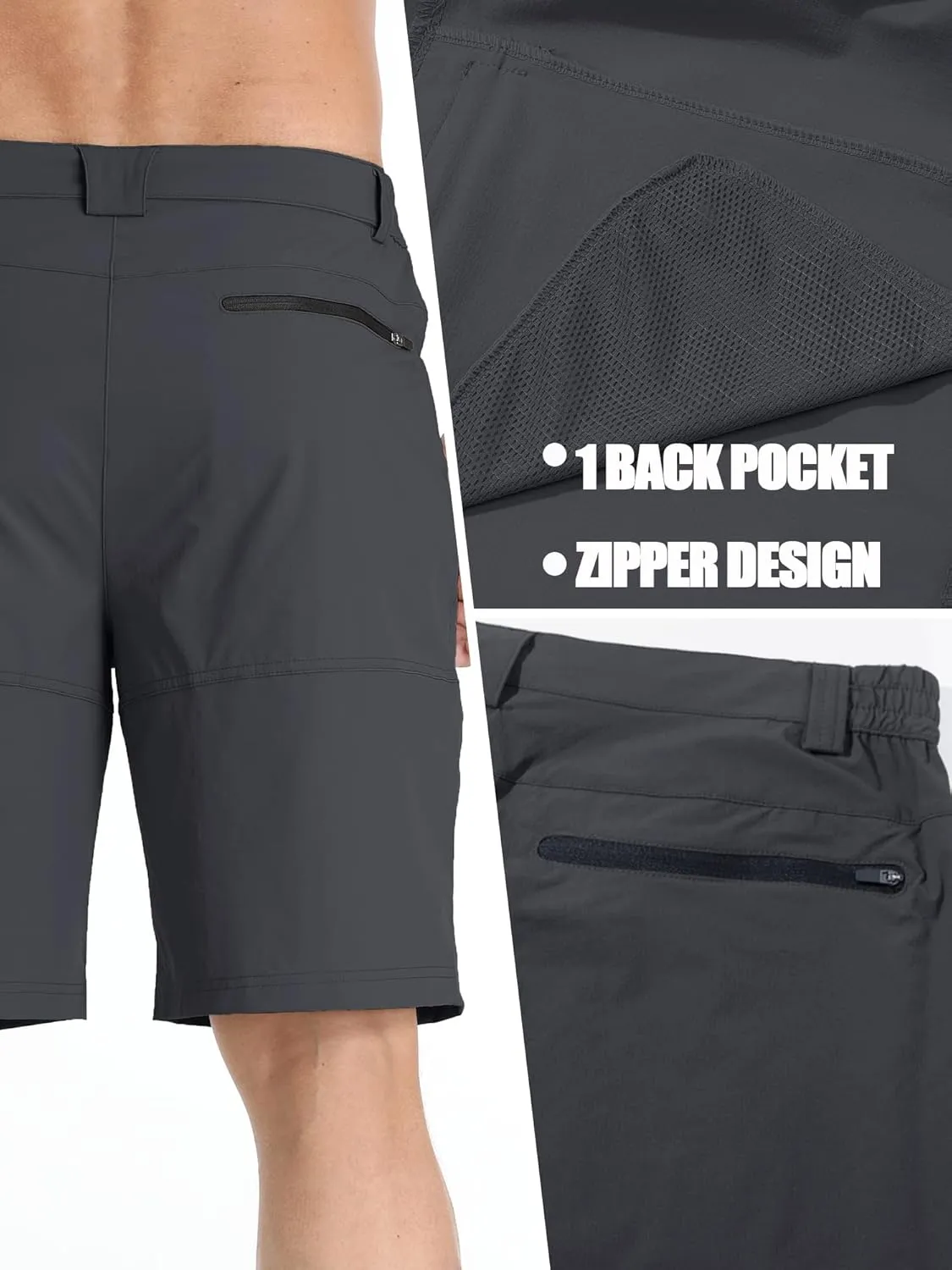 TACVASEN Men's Summer Outdoor Shorts Quick Dry Cargo Casual Work Hiking Shorts (NO Belt)