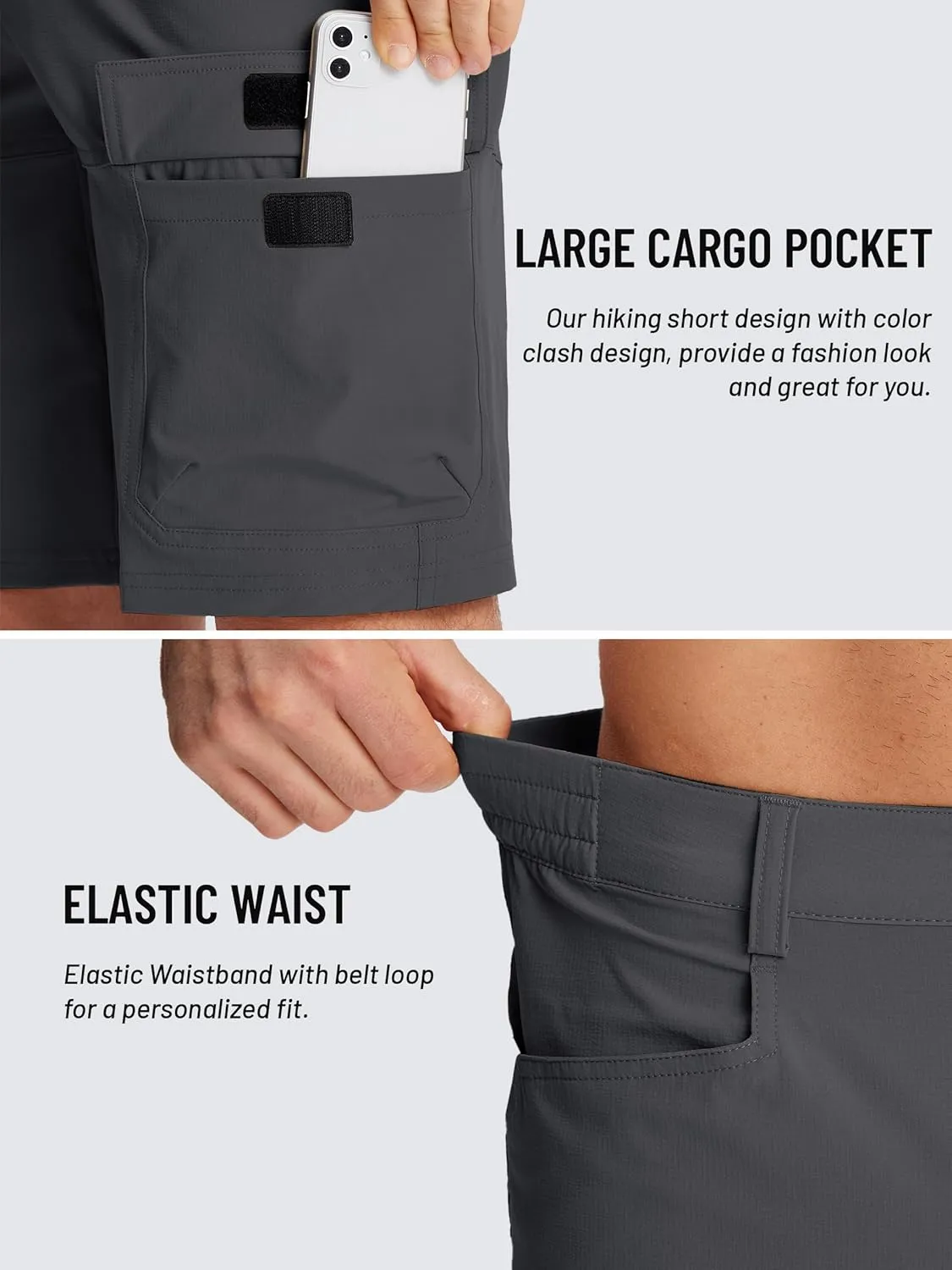 TACVASEN Men's Summer Outdoor Shorts Quick Dry Cargo Casual Work Hiking Shorts (NO Belt)