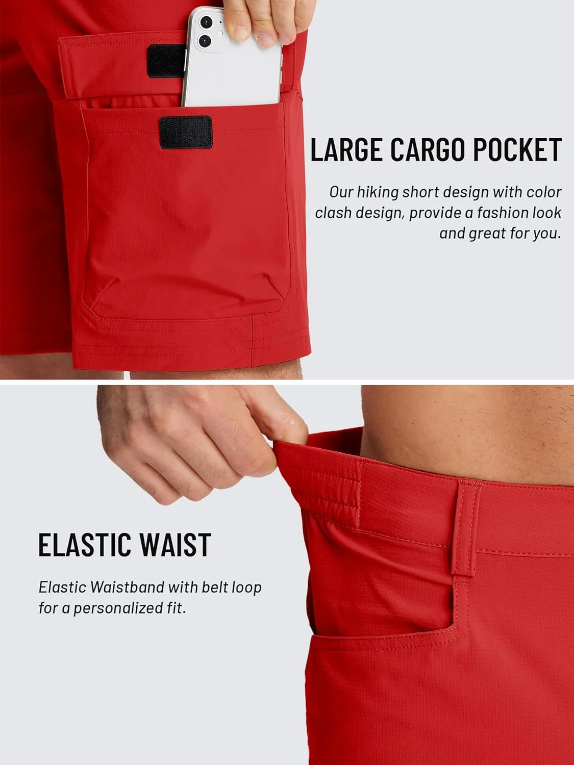 TACVASEN Men's Summer Outdoor Shorts Quick Dry Cargo Casual Work Hiking Shorts (NO Belt)
