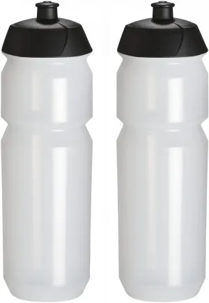 Tacx Twinpack Shiva Cycling Water Bottles 25oz Sheer Clear Transparency Color with Black Top