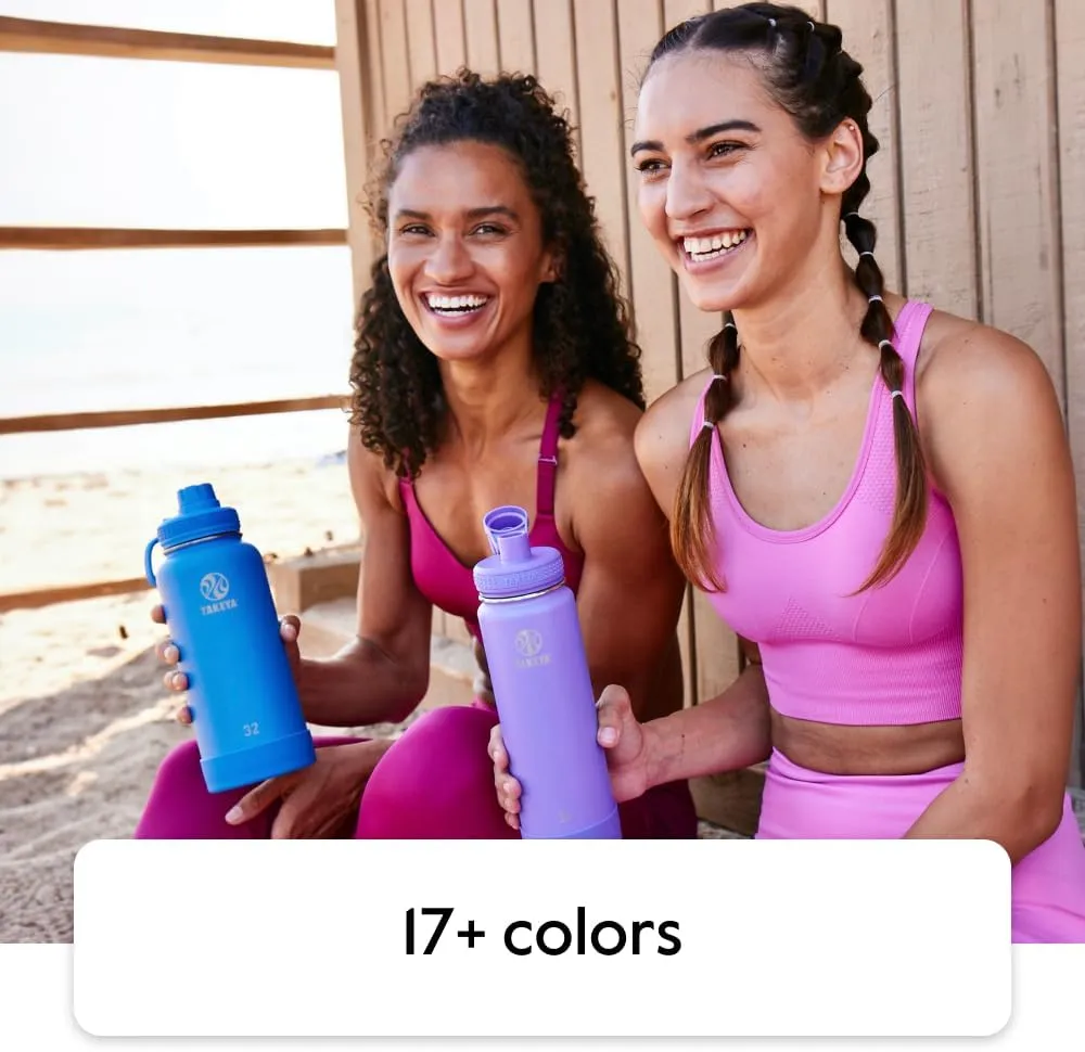 Takeya Actives Water Bottle with Straw Lid - Durable & Easy-Care Water Bottle with Stainless Steel Insulation - BPA-Free Lid with Carry Handle & Straw - Dishwasher-Safe - 18 oz, Bluestone