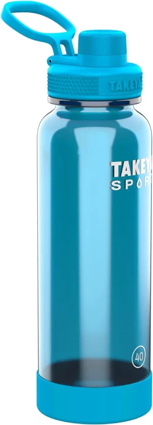 Takeya Tritan Sport Water Bottle with Spout Lid - BPA-Free & Dishwasher-Safe Water Bottle - Reusable Bottle with Lid Handle - Simple Leak-Proof Water Bottle - 40 oz, Championship Blue